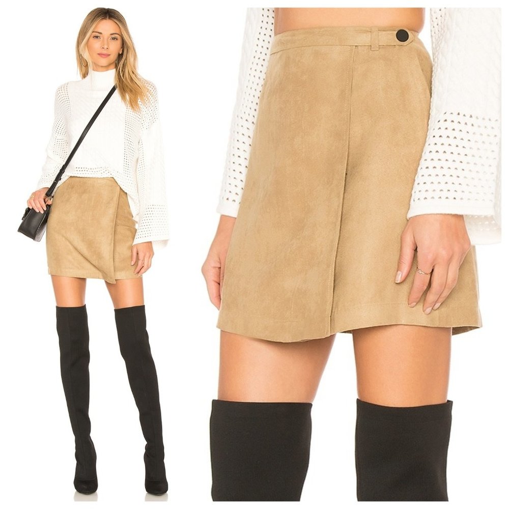 NWT BCBGeneration Camel Brown Faux Suede Wrap Skirt